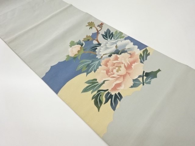 綴れ牡丹模様織出し名古屋帯